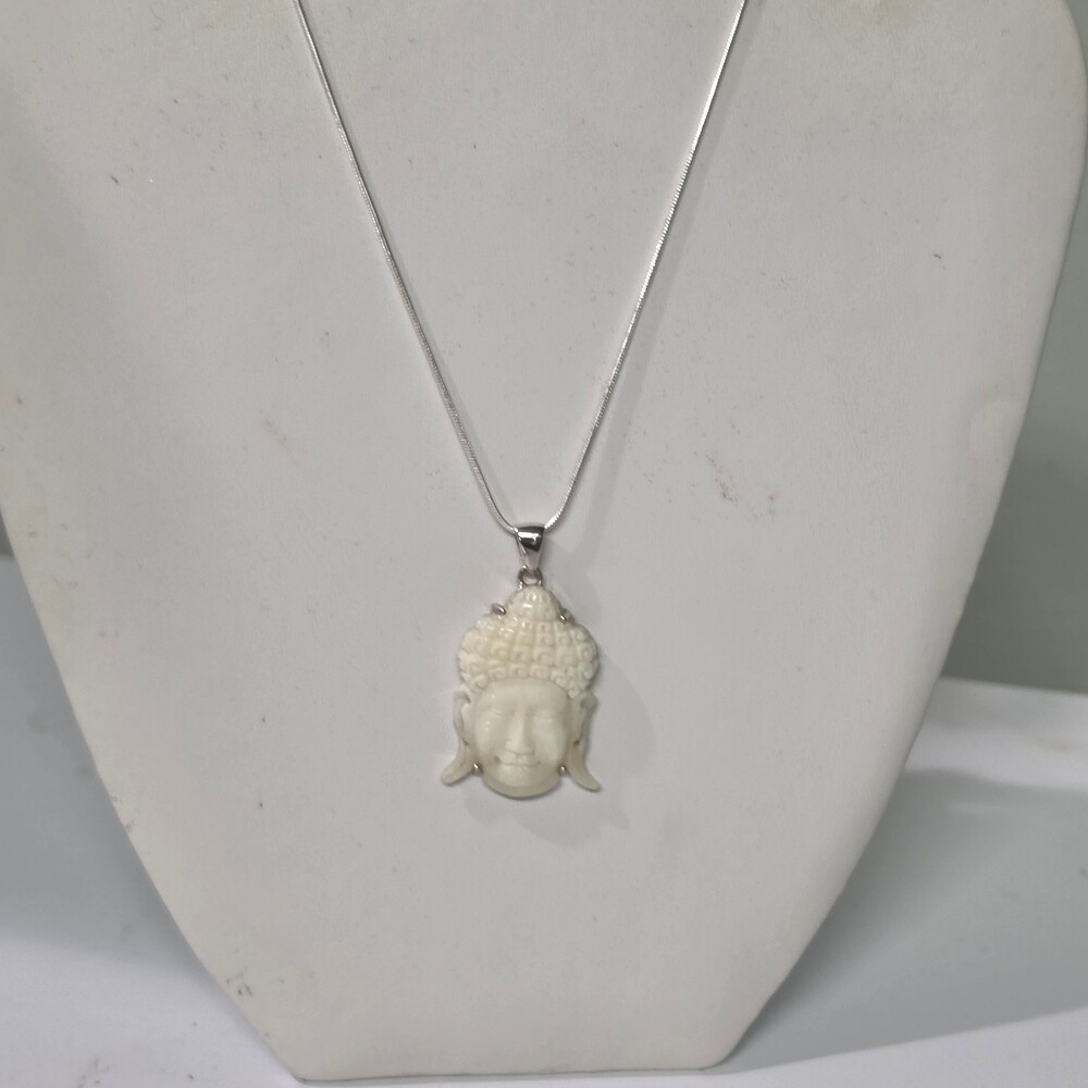 Buddha Carving 925 Sterling Silver Pendant Jewelry CP63709